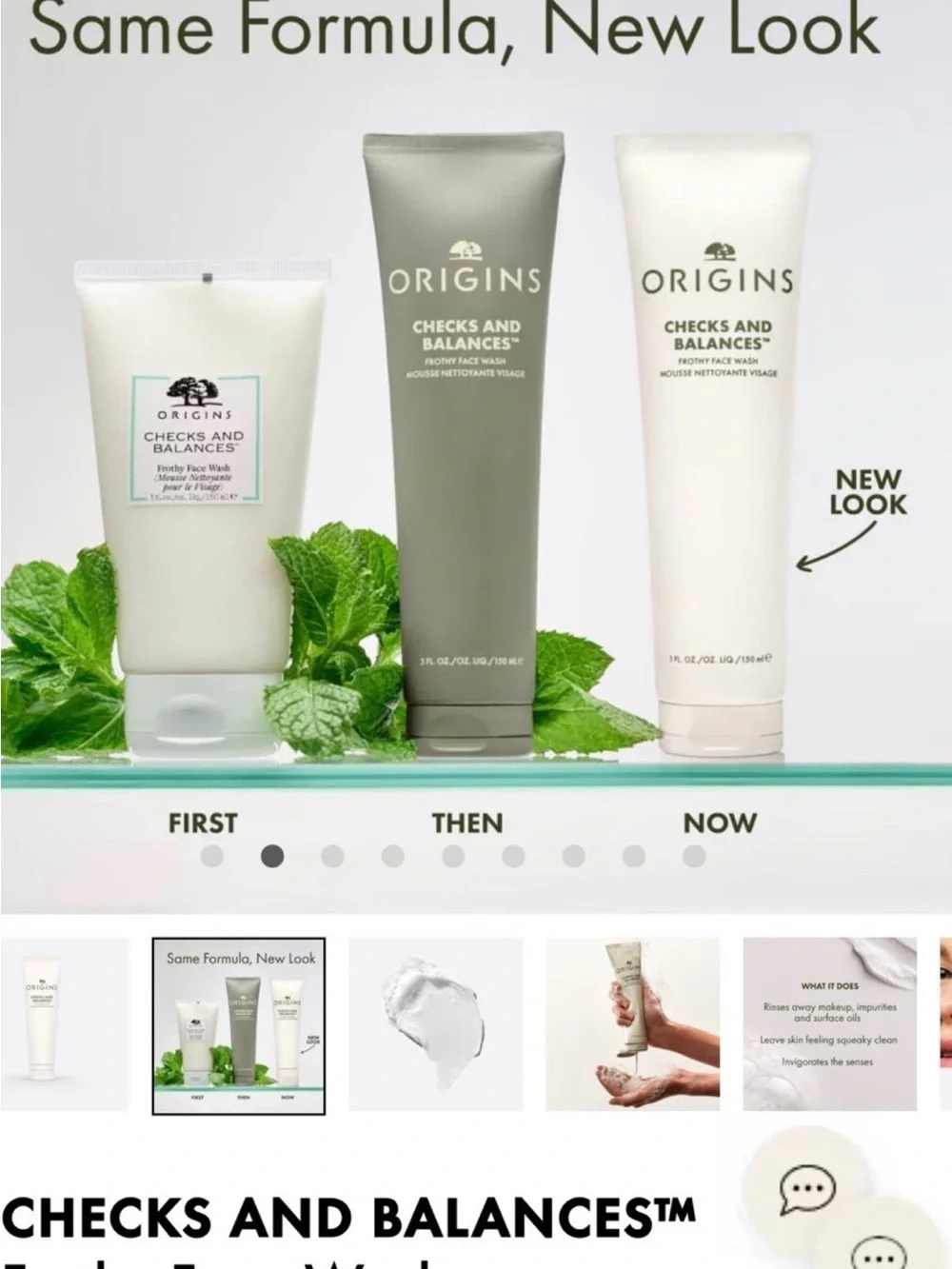 Origins Checks and Balances Face Wash with Red and Orange Boxes